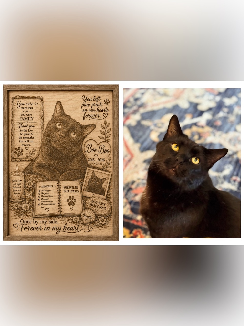 Custom engraved photo on wood any picture! pet memorial, Vacations etc - Picture 8 of 13